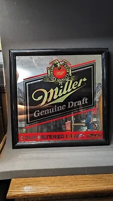 Vtg Miller Genuine Draft Cold Filtered Mirror Sign Hanging Bar Decor • $34.99