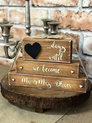 Personalised Mr & Mrs Wedding Countdown Plaque Blocks Sign Rustic Shabby • £14.99