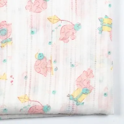Vtg Cotton Voile Fabric Novelty Childrens Print Pink Turtles Animals Juvenile • $17.95