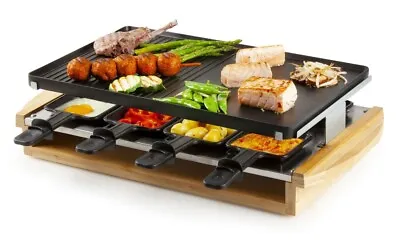 Raclette Grill Bamboo Style Finish 8 Person Party 1200w DO9246G DOMO - New Boxed • £65