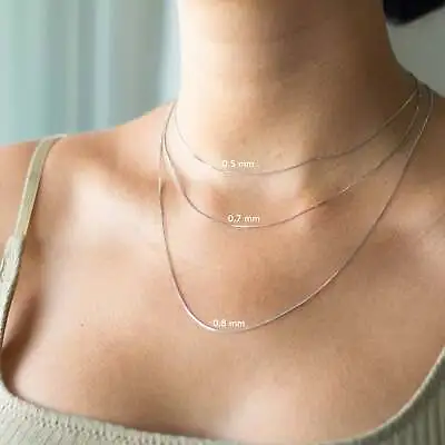 Solid 14K White Gold Box Chain Necklace Delicate Dainty Necklace • $282.91