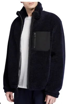 Vince Men’s Navy Blue Sherpa Faux Shearling Fuzzy Full ZipJacket Coat Small NWOT • $258