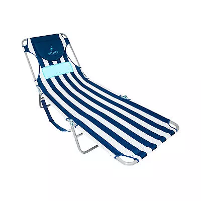 Ostrich Ladies Comfort Lounger Beach Camping Pool Tanning Chair Blue Stripe • $77.19