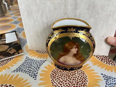 Small Royal Vienna Cabinet Pillow Vase Beautiful Lady Flowing Hair Signed F Bach • $229