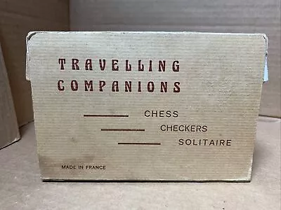 Vtg TRAVELING Companions Travel Game Set FRANCE Chess Checkers Solitaire - NICE • $19.95