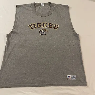 Vintage Russell Athletics LSU Tigers Tank Top Muscle Shirt Size XL Men’s Gray • $26.99