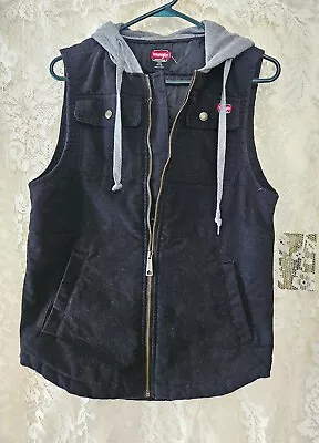 Wrangler Workwear Men's Full Zip Grey Hooded Work Vest Black Sm 34-36 Lined • $19