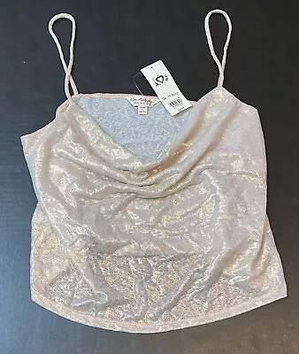 Miss Selfridge Cami Top With Cowl Neck In Gold Metallic US 10 • $14.95