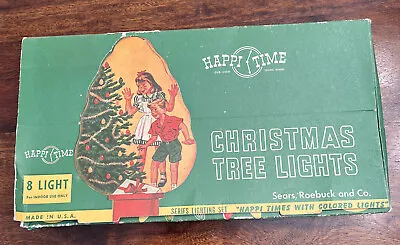 $12 • Buy VTG 1940s Happi Time Christmas Tree Lights 8 Light Set Sears 6595 Burnt Out Bulb