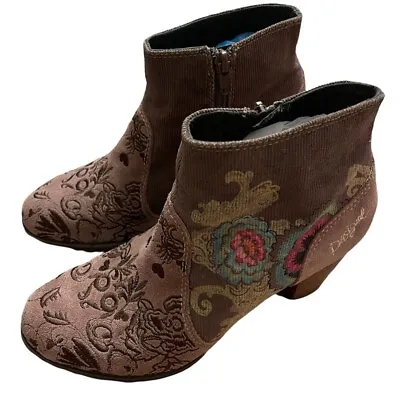 £43.08 • Buy Desigual Shoes | Desigual Womens 37 Ankle Booties Brown Embroidered Color: Brown