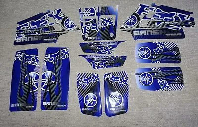 Yamaha 15pc Banshee Blue/Silver/Black Flames Decals Stickers Quad Graphics Kit • $70.99