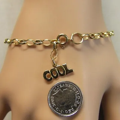 9 Ct GOLD Second Hand Belcher Ankle Bracelet & Cool • £249