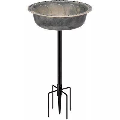 Polyresin Bird Bath Bowl With Metal Stake 29'' Height Birdfeeder 1.4 Gallons • $19.99