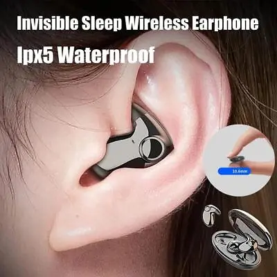 $23.99 • Buy Invisible Sleep Wireless Earphone Tws Bluetooth 5.3 Headphones Hidden Earbuds