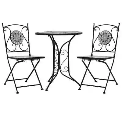 3 Piece Mosaic Bistro Set Ceramic Tile Grey VidaXL • £244.62