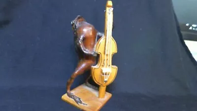 2 Vintage Mexico Taxidermy Real Bull Frog Toad Playing Instruments Excellent! • $50