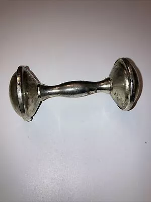 Antique Vintage Silver Plated Baby Rattle Dumbbell Toy 4” Unbranded  • $15