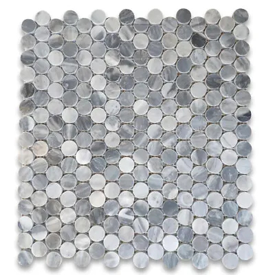 K93XP Penny Rounds Bardiglio Gray Marble 3/4  Mosaic Shower Tile Polished • $28.99