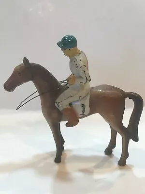 Vintage Metal Race Horse With Jockey Figurine/Toy Number 1 • $29.99