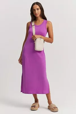 COUNTRY ROAD LINEN JERSEY MIDI DRESS In Vivid Purple $119 Size M • $89