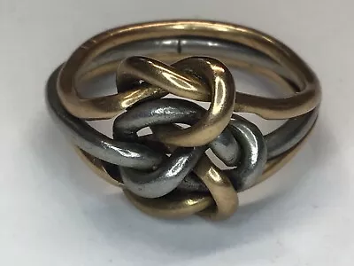 Vintage Platinum & Yellow Gold Triple Love Knot Ring Htf • $599.95