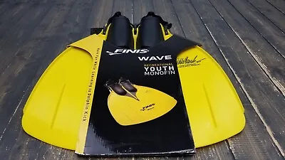 Finis Wave Youth Monofin Yellow Fin Swim Like A Dolphin Floats U.S. Size 1-7 • $59.99