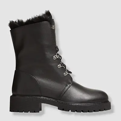 $405.22 • Buy $1150 Giuseppe Zanotti Women's Black Noble Shearling Combat Boot Shoes Size 38