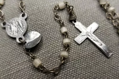 Vintage Rosary Small Mother Of Pearl Beads Catholic Christian H44 • $29.99