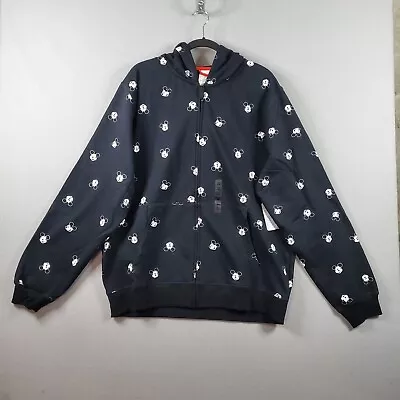 Mickey Mouse Disney Zip Up Jacket Hoodie All-Over Head Face Print Black XXL • $39.07