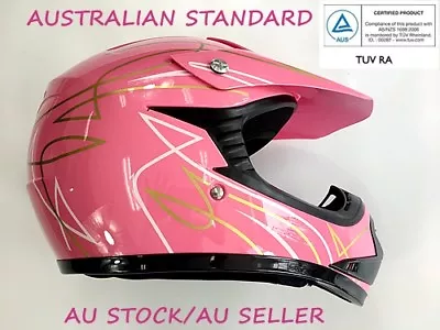 Offroad Helmet Kids Quad Motor Bike Quad Atv Kart Buggy Australian Standard Pink • $59.95