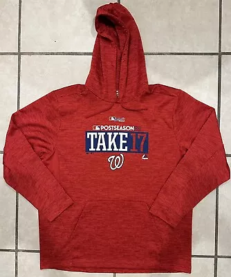 Majestic MLB Washington Nationals “Take 17” Red Hooded Pullover Mens Size XL • $18.99