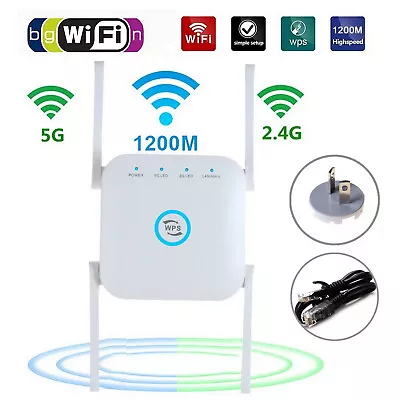 1200Mbps Dual Band WiFi Extender Wireless Network Repeater Signal Range Booster • $33.99