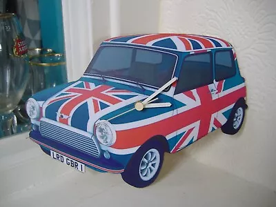 CLOCK British Mini  For Wall Union Jack Colourway Fully Working Vintage 1980's • £18.50