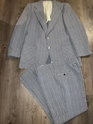 Vintage Leisure Suit Hughes & Hatcher 60/70’s Plaid Polyester Men’s Size  36/38 • $149.95