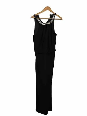 London Times Ladies Long Black Sleeveless Evening Dress Size 14 UK.   Pre Owned  • £20