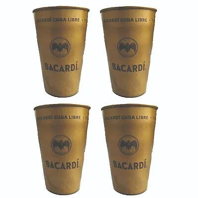 BACARDI White Rum 4 Gold Alloy Stackable Cups 400ml MAN CAVE BRA BAR MOJITO • $26.39