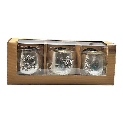 Set Of 3 Mercury Glass Votive Candle Holders Beaded Antiqued Distressed Look • $13.99