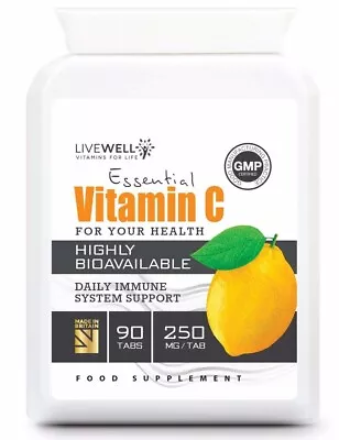 Vitamin C - 90 HIGH STRENGTH Vegan Tablets | Immune System Support | UK Capsules • £5.49