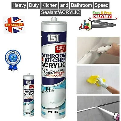 New 151 Kitchen And Bathroom Speed Sealant/Acrylic - White-Like Unibond No.1 Uk • £5.28