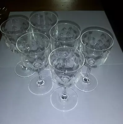 Sasaki Noritake BAMBOO Etched 4  Cordials Glass Set Of 6 • $18