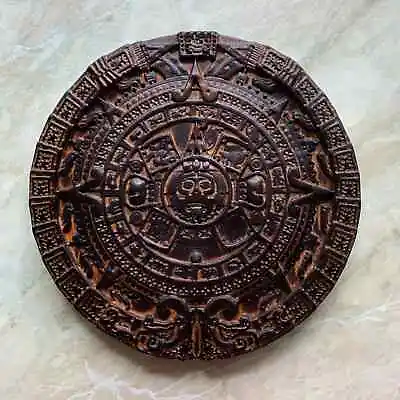 Aztec Mayan Calendar Carved Wood 10  Diameter Wall Mount Art Home Decor Wall • $52.80