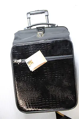 Joy Mangano Double Decker Clothes It All Carry On Wheeled Luggage Alligator BLK • $87.20