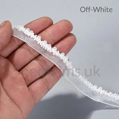 Beaded Edge Trim Beads Pearls TrimmingCocktail Party Dressmaking Ribbon 10mm • £3.98