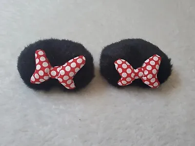 EUC Walt Disney World Minnie Mouse Ear Pom Pom Clip Hair Bun Accessory • $5.99