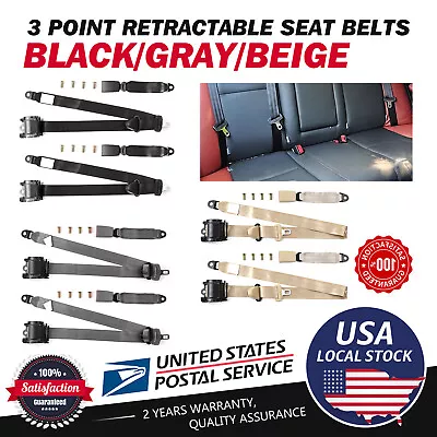 Retractable 3 Point Safety Seat Belt Car Vehicle Adjustable Belt Kit Straps • $29.99