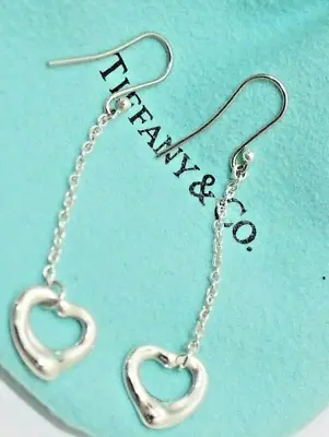 Tiffany & Co. Elsa Peretti Sterling Silver Open Heart Drop Dangle Earrings • $329.99