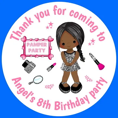 Girls Make Up Pamper Party Personalised Gloss Birthday Party Bag Stickers • £4.55