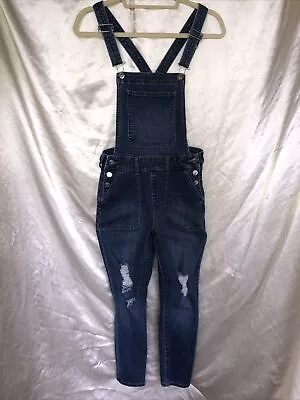 $31.99 • Buy GUESS Blue Jean OVERALLS Bibs Denim STRETCH Distressed Size 27- 80’s 90’s Retro