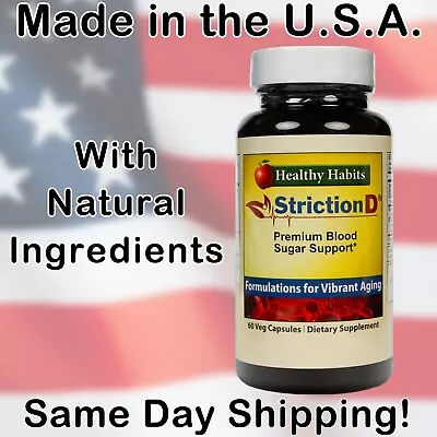 Striction D Premium Blood Sugar Support 60 Capsules Healthy Habits 2630 Sold • $29.99