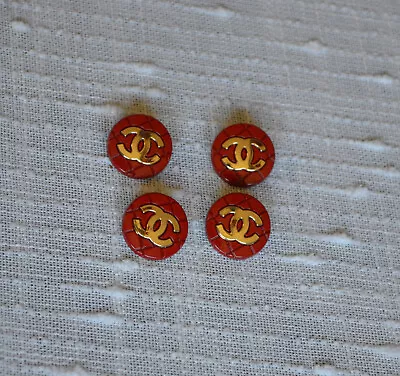 Chanel Vintage Gold Tone -Red 20 MM CC Logo BUTTONS Set Of 4 • $79.99